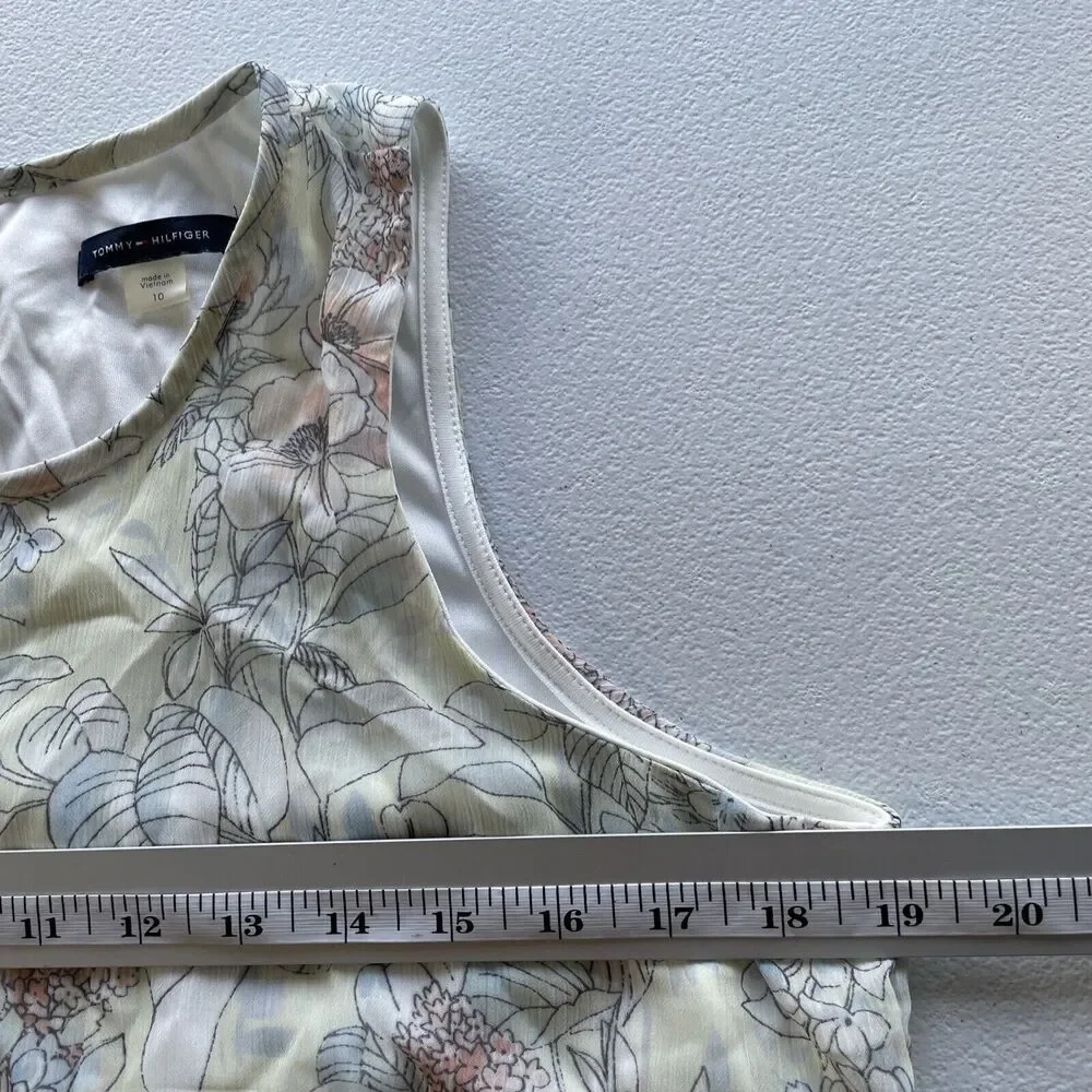 Tommy Hilfiger Women’s 10 Trapeze Sundress Dress Floral Print Sleeveless Keyhole - Picture 10 of 12